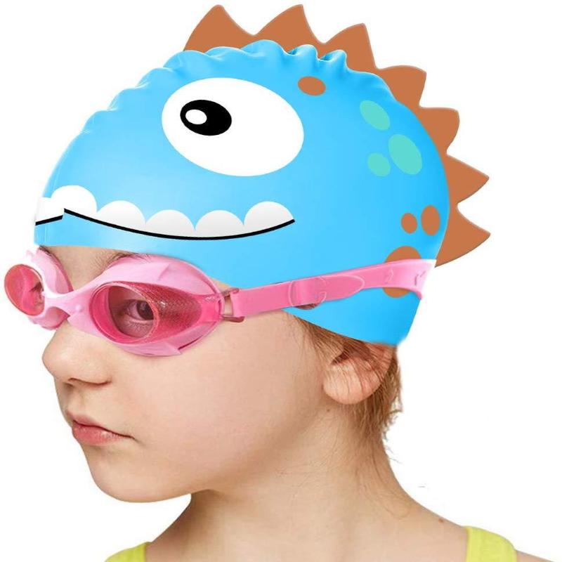 Swim Hat Silicone - หมวกว่ายน้ำซิลิโคนลายการ์ตูนใหม่ กันน้ำ ลายไดโนเสาร์ สำหรับผมยาว หมวกว่ายน้ำสำหรับกีฬาในสระน้ำ สำหรับผู้ใหญ่และเด็ก