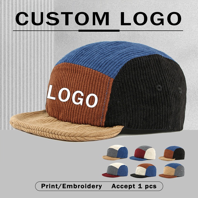 Corduroy Cap 5 Panel - หมวกเบสบอลผ้าลูกฟูก 5 แผง ปีกสั้น สไตล์วินเทจ สำหรับผู้ชาย