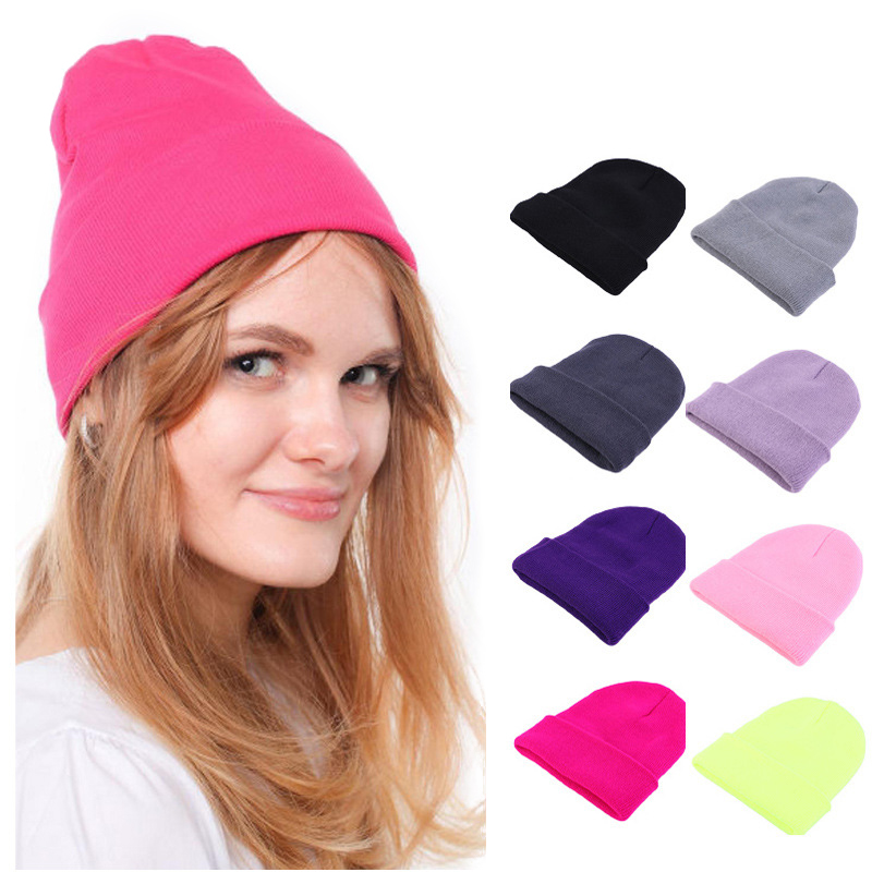 หมวกบีนนี่ถักสีพื้นแฟชั่น หมวก - Beanie Cuffed Knit บทวิจารณ์และราคา