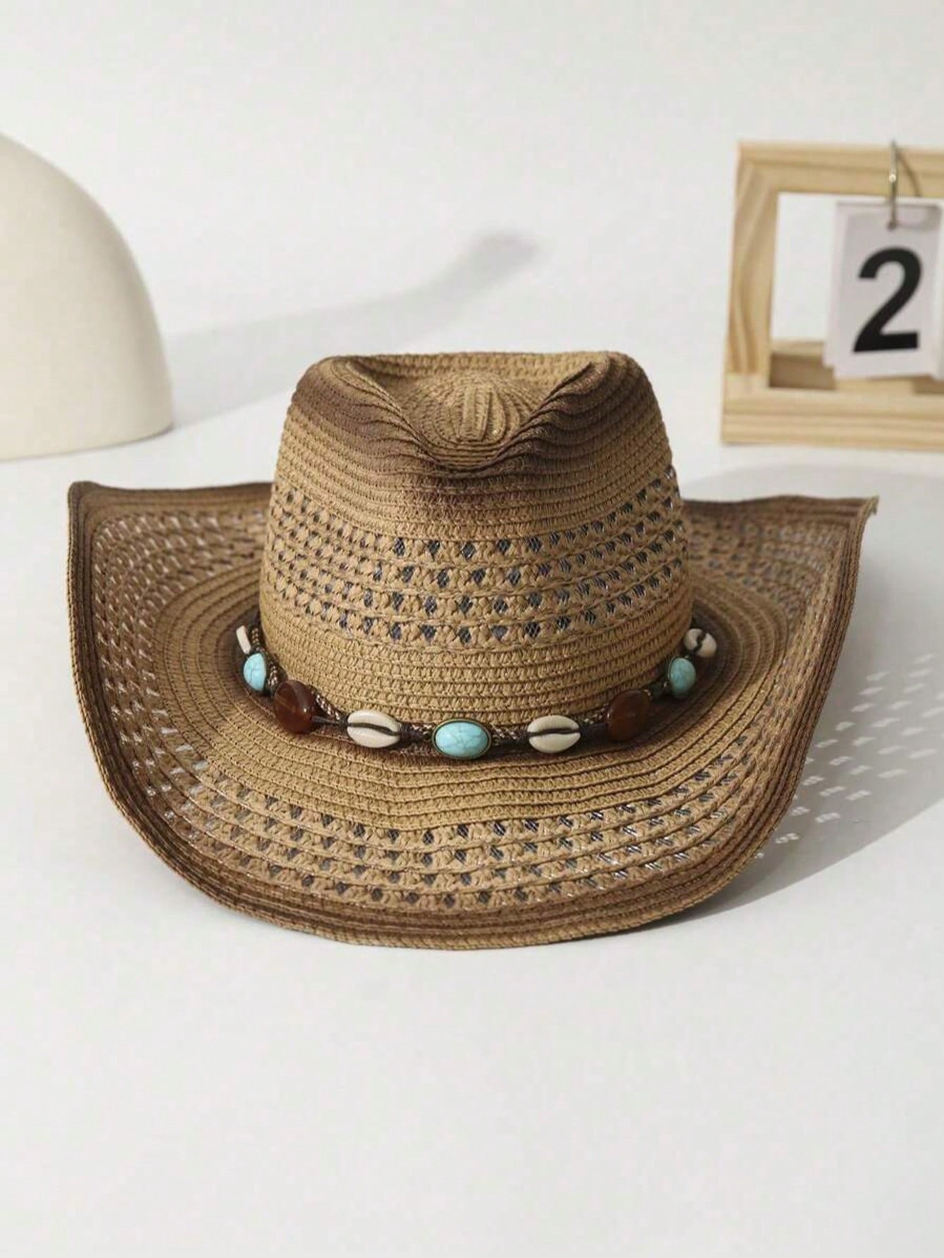 หมวกคาวบอยสานสีน้ำตาลแบบยูนิเซ - Cowboy Hat Straw บทวิจารณ์และราคา